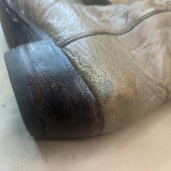 Dan Post boots men's size 9D brown Shrunken Bull Shoulder leather vamp and pulls - Picture 8 of 12